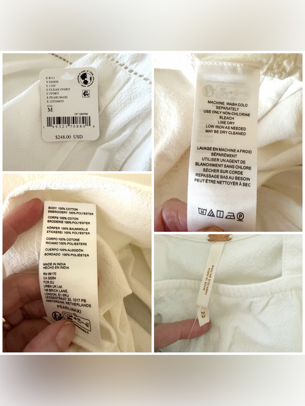 NWT Free People White Adjustable Maxi Top Dress 100% Cotton M Beautiful Piece** - Picture 7 of 9